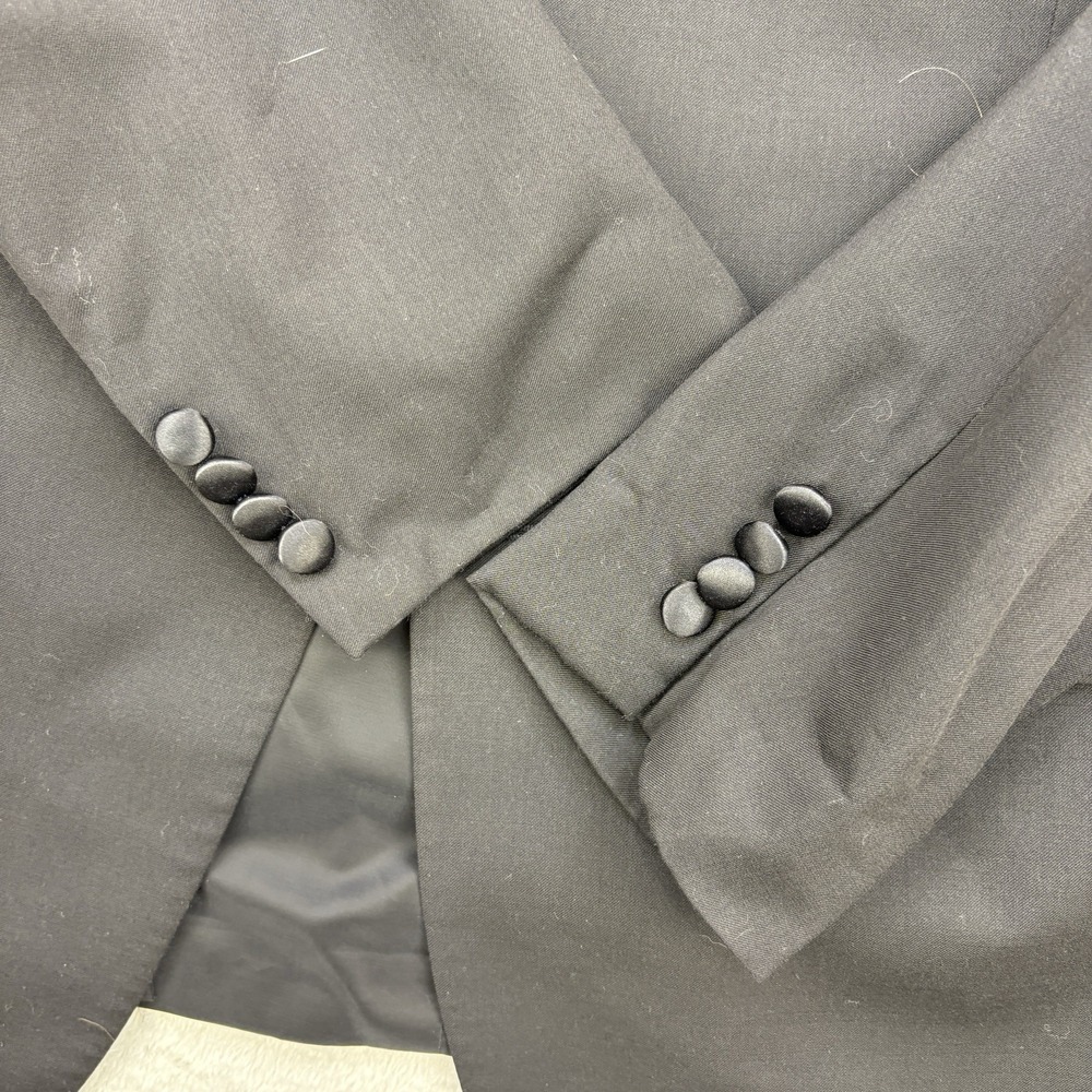 Tommy Hilfiger Tuxedo Mens 42L Black Blazer Wool Blend Notch Lapels Formal Suit - Picture 2 of 13